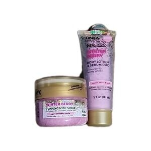 ONYX Winter Berry Foaming Body Scrub 12 Oz And Body Lotion Serum Duo 5 Oz